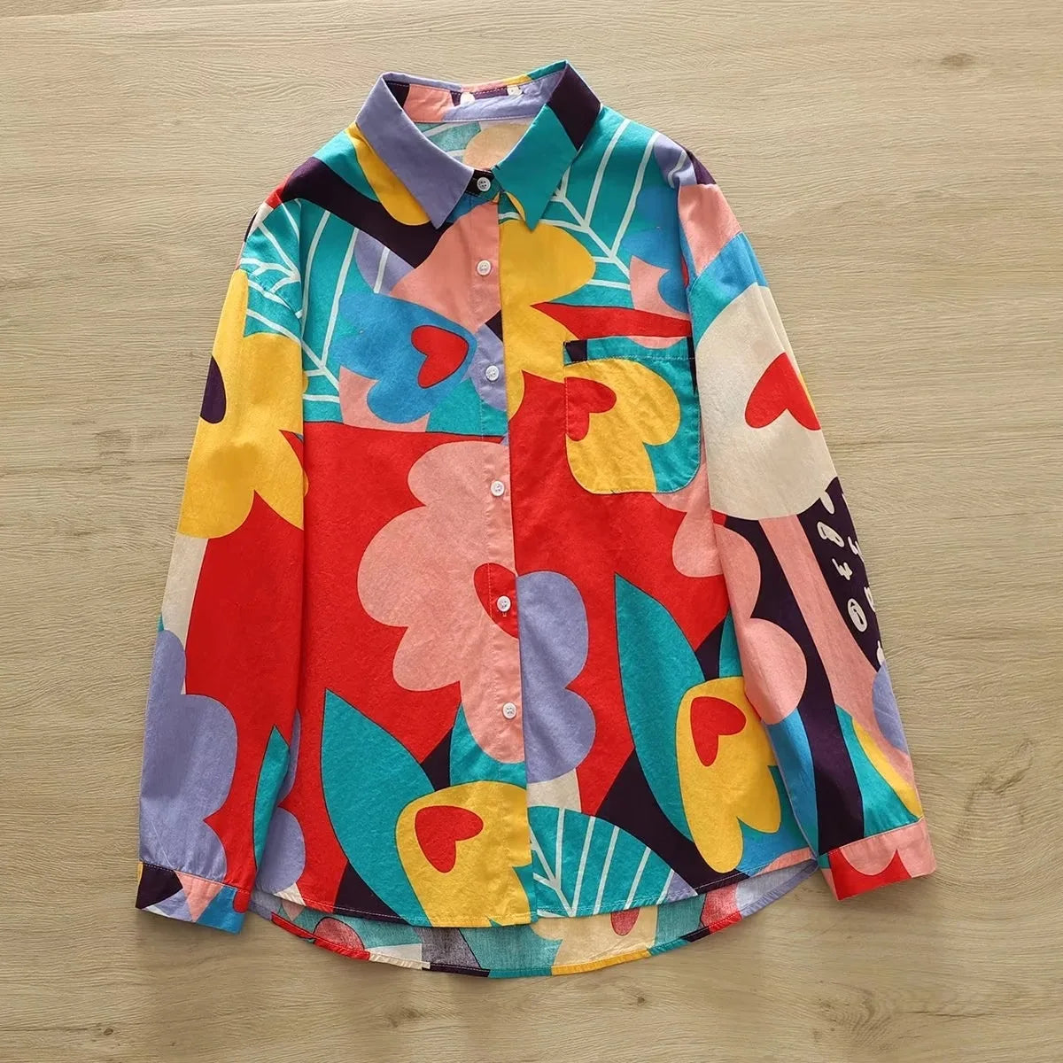 Fashion Women Printed Shirts Cotton Casual Blouses and Tops 2024 New Loose Style Exquisite Lady Long Sleeve Shirt Female Clothes