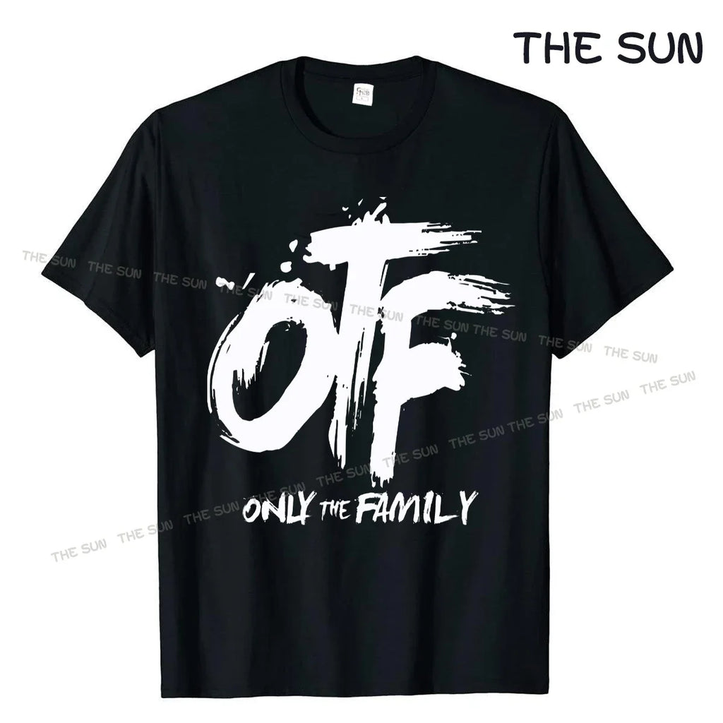 Men Black T-Shirts Fashion Adult Tees Tops O-neck with Lil Durk Otf Pattern Printed Summer Fashion Teeshirt Male Tops Cotton
