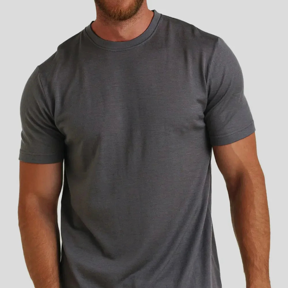 Men's Merino Wool Base Layer Tee T-Shirt 180GSM Wicking Breathable Quick Dry Anti-Odor ASIA Size