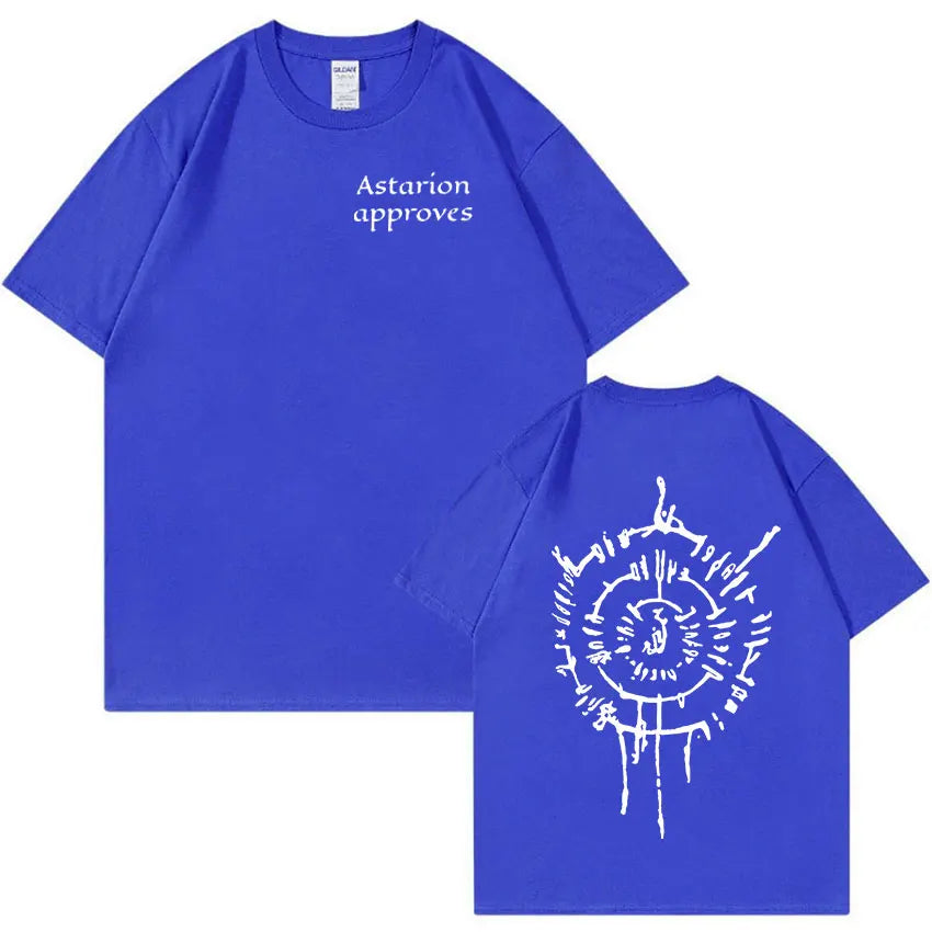 Hot Astarion Letters Graphic T Shirt Men's Casual Fashion Short Sleeve T-Shirt Unisex 100% Cotton Oversized T Shirts Streetwear