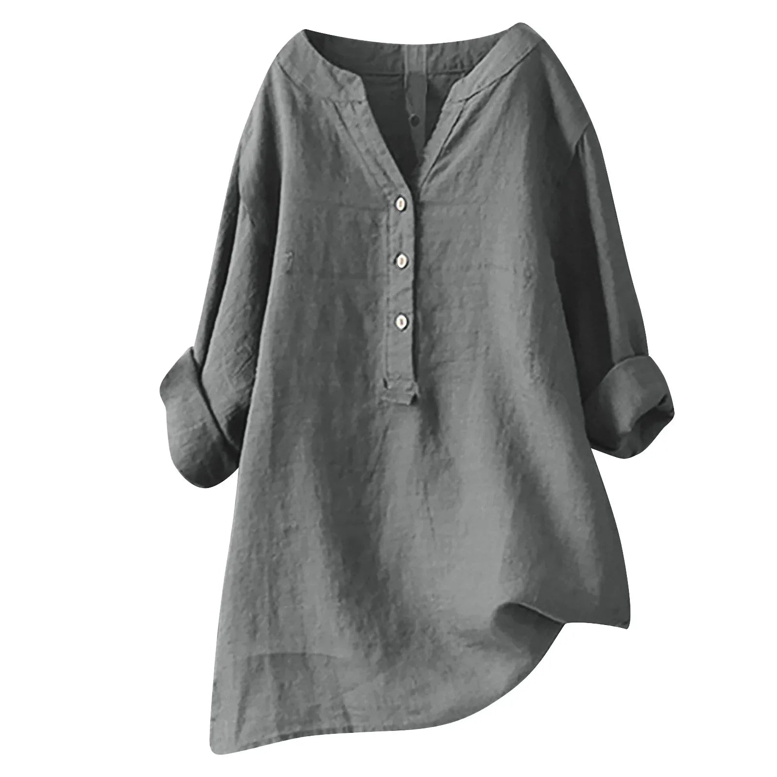 2025 Vintage Cotton Linen Shirts for Women Spring Summer Casual Loose Long Sleeve Shirt Ladies Oversize V-neck Blouse Tunic Tops