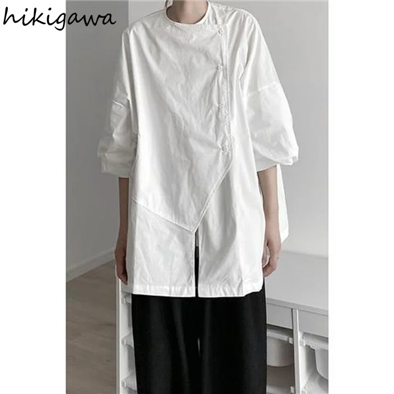 Harajuku Blouses Women Fashion Y2K Clothes Irregular White Black Shirts Oversized Tops Casual Blouse 2025 Blusas Mujer De Moda