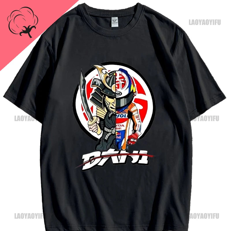T-Shirt Men Harajuku Streetwear Dani Pedrosa Official Samurai T Shirt Printed T-Shirt Boys Top Cotton Tee Fashion