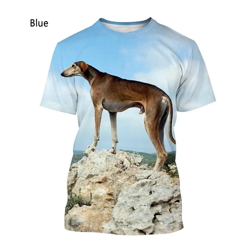New Fashion Animal Greyhound 3D Printing T-shirt Men's and Women's Summer Casual Short-sleeved Round Neck Dog Shirt Tops