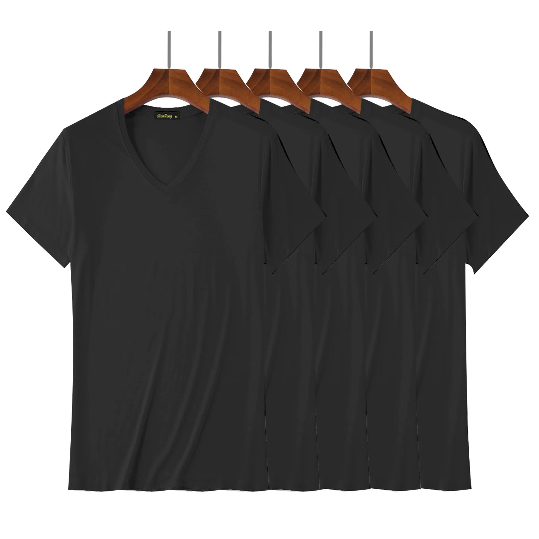 5 Packs Soft Bamboo Viscose V Neck T-shirts Man Fitness Gym Summer Short Sleeve Tees Men Clothing Comforttable White Undershirt