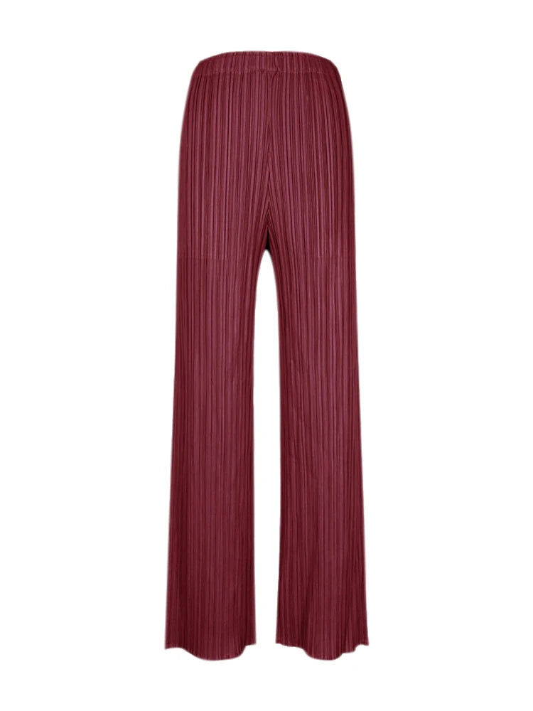 Spring Summer Autumn Women's Casual Elegant Miyake Designer Classical Loose Straight Pleated Pants High Waist Trousers In Stock