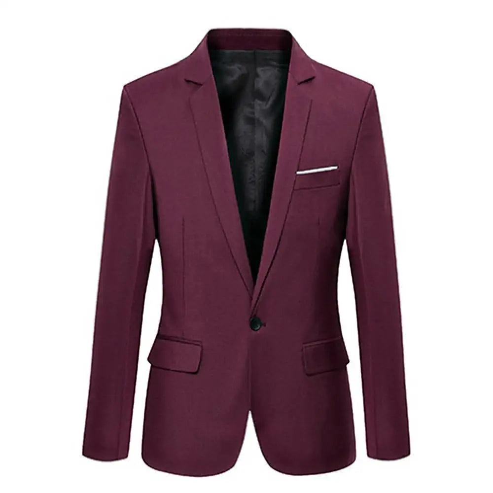 Men Blazers Slim Autumn Suit Business Formal Party Male Suit One Button Lapel Casual Long Sleeve Pockets Top Plus Size