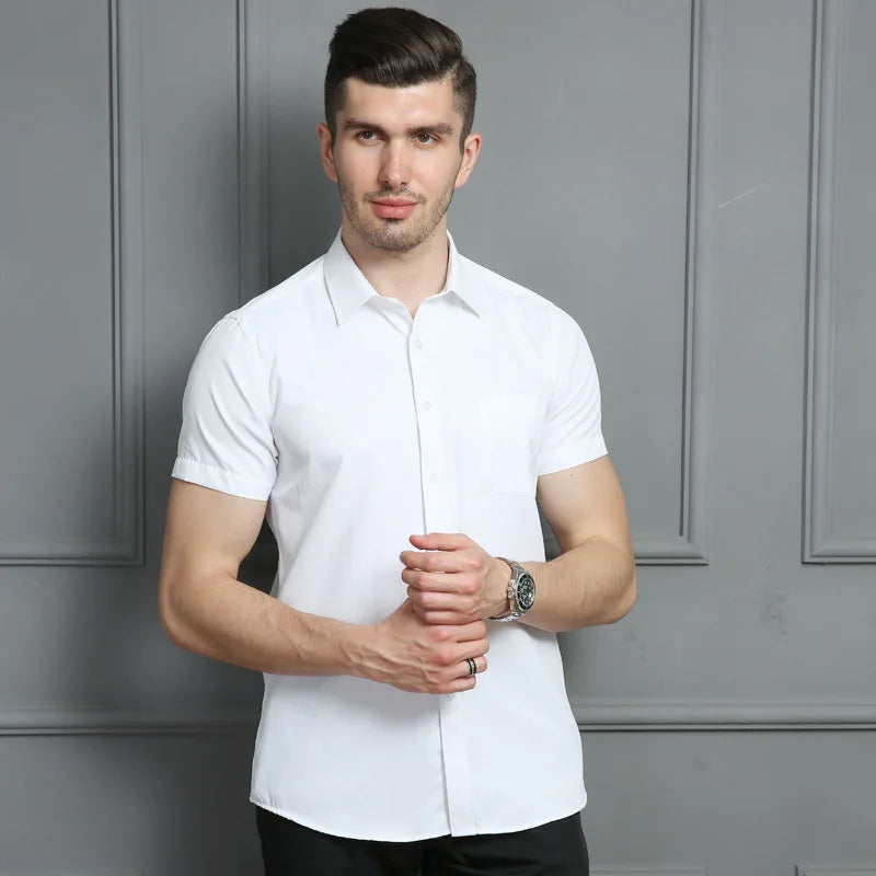 6XL7XL8XL men's short-sleeved shirt Spring/Summer thin Business casual high quality no-iron fashion cotton plus-size solid color
