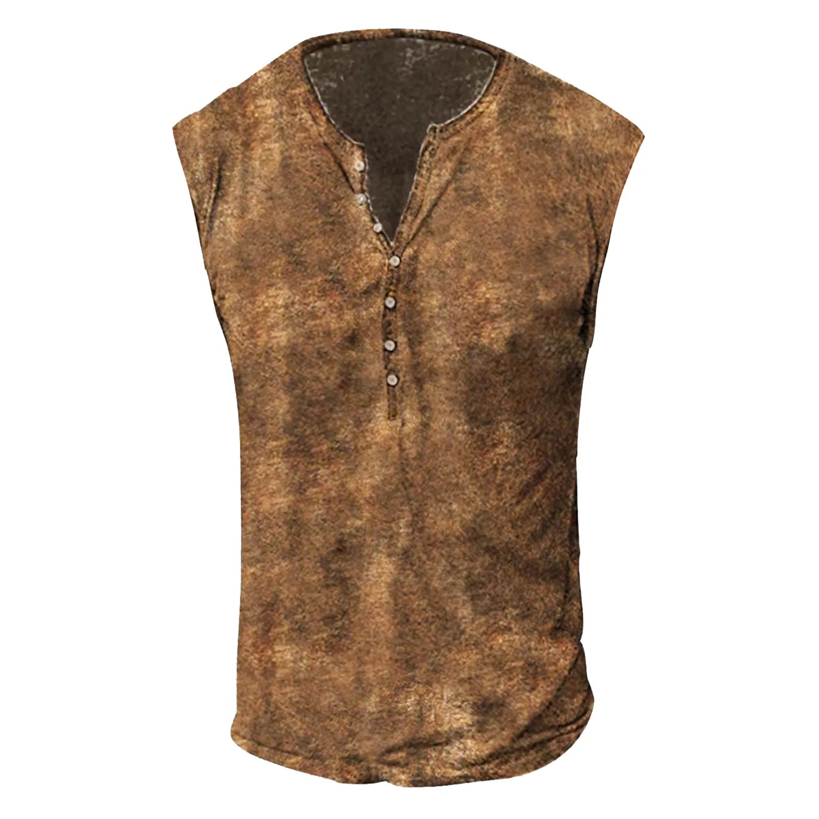 Men’s Summer Washed Fabric Surf Beach Cool Top Large Size Casual Breathable Sleeveless Top Loose Printed Tank Top With Buttons