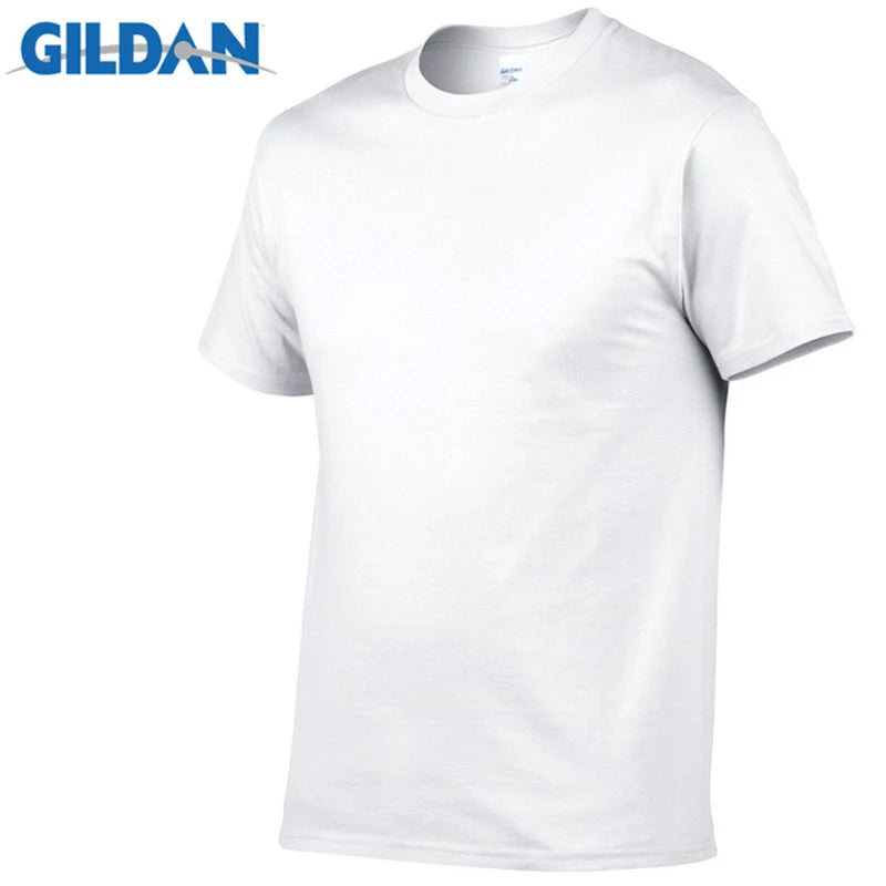Gildan Brand Summer Casual T-Shirt Men's Short Sleeve Top 100% Cotton Solid Color Sweatshirt Comfortable Breathable Men Clothing