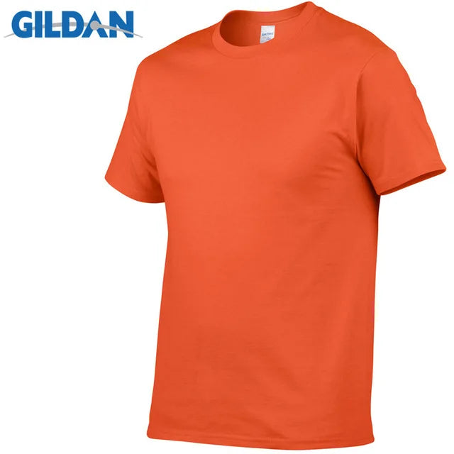 Gildan Brand Summer Casual T-Shirt Men's Short Sleeve Top 100% Cotton Solid Color Sweatshirt Comfortable Breathable Men Clothing