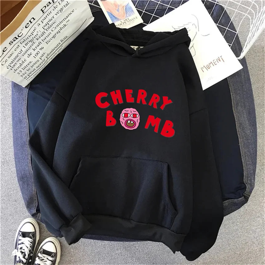 Winter Womens Hoodie The Creator Cherry Bomb Graphic Vintage Hip Hop Sweatshirts Casual Streetwear Unisex Pullover Women Hoodies