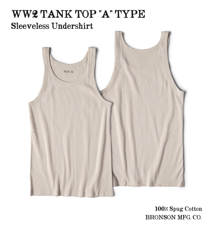 Bronson Old Fashion Thin Strap Tank Top Ribbed Cotton Sleeveless Undershirt Men