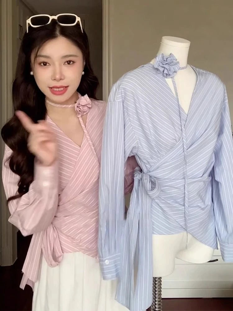 French Elegant Vintage Shirts Office Lady Button Spring Clothing Long Sleeve Loose Casual Korean Fashion Blouse Tees Y2k Tshirts