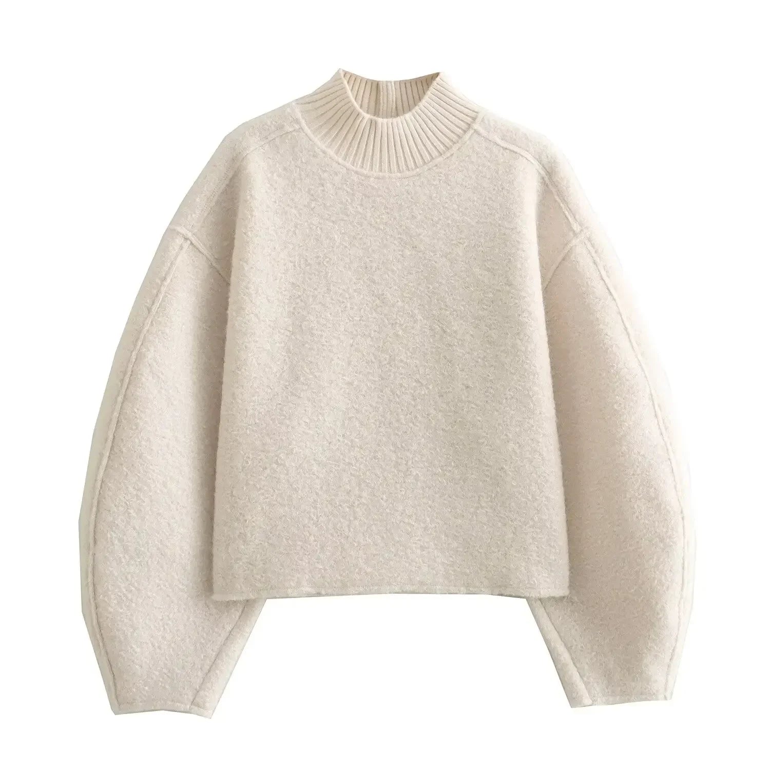 TRAF Women Fashion Autumn Winter 2024 New Loose Solid Color Long Sleeved Stand Collar Pullover Top Chic Female Sweatshirt