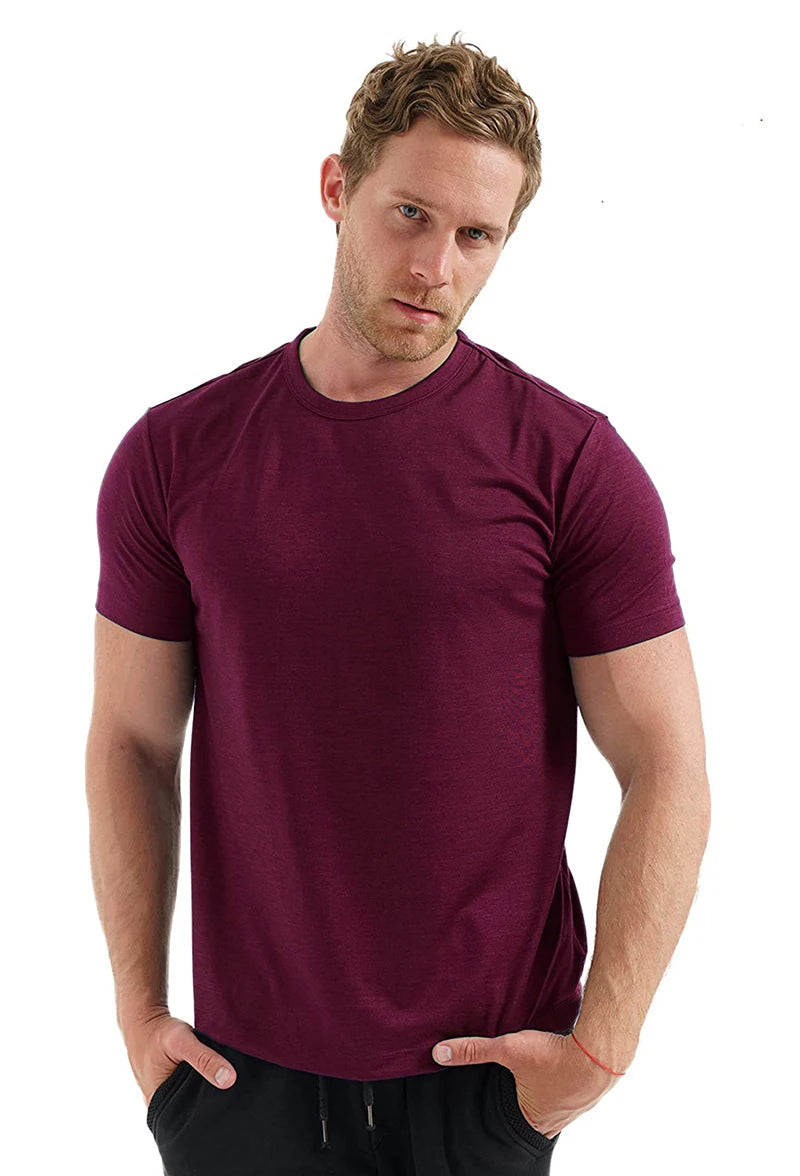 100% Superfine Merino Wool T shirt Mens Base Layer Merino Shirt Wicking Breathable Quick Dry Anti-Odor No-itch USA Size