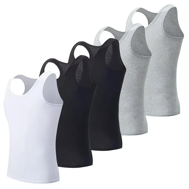 5-piece European and American Size MEN'S Cotton-based Simple Joker Vest plus Size Fitness Sleeveless T
