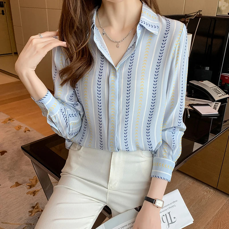 Fashion ladies shirts New elegant Women Blouses Long Sleeve Button-Down Tops blusa mujer