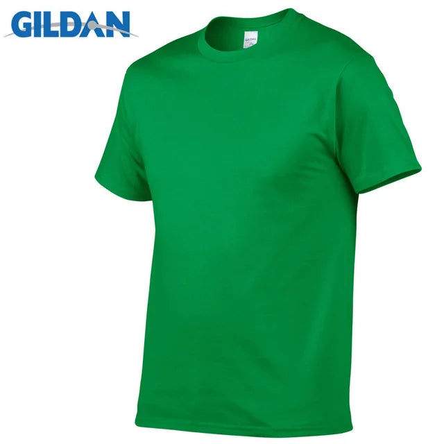 Gildan Brand Summer Casual T-Shirt Men's Short Sleeve Top 100% Cotton Solid Color Sweatshirt Comfortable Breathable Men Clothing