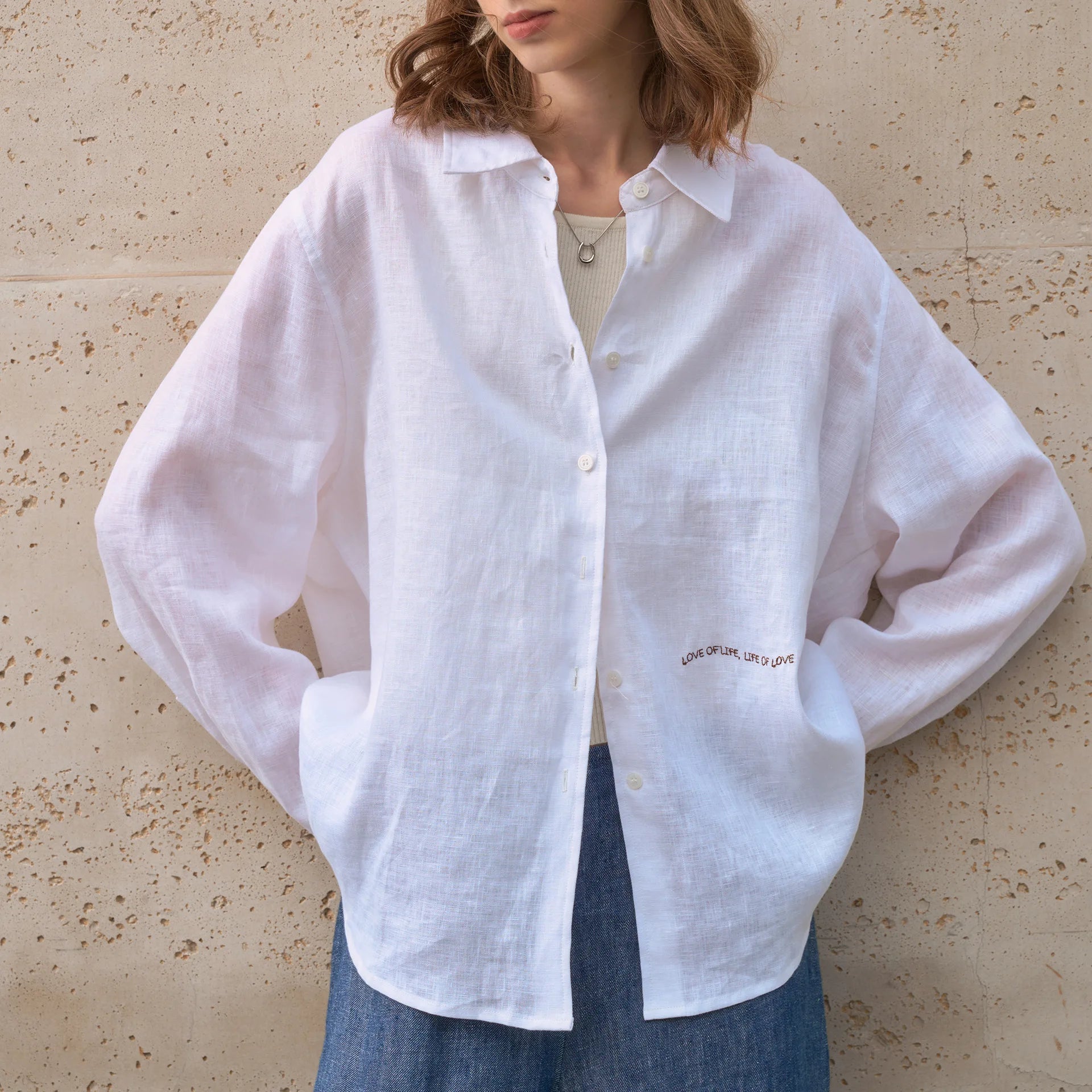 100% Linen Shirt Women 2025 Spring And Summer New Casual Lapel Sunscreen Cardigan Embroidery Long-Sleeved White Shirts