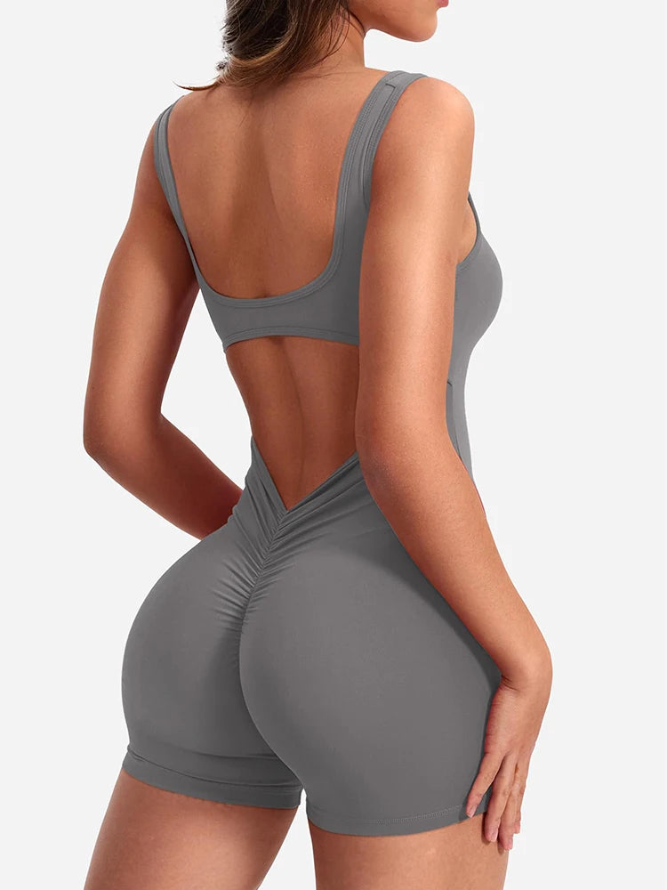 2024 Summer New Women's Yoga One Piece One Piece Vest Sleeveless One Piece Sports Shorts Fitness Sports One Piece