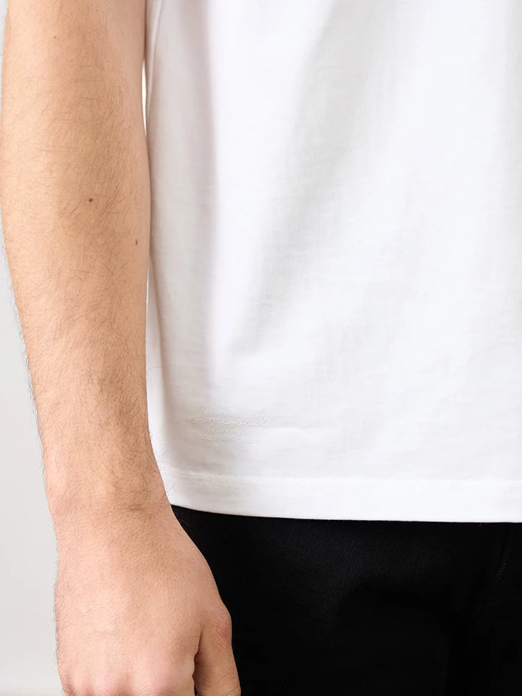 SIMWOOD 2025 Spring Summer New Oversize 310gsm 100% Cotton T-shirts Men Quality Breathable Solid Color Comfortable Tops