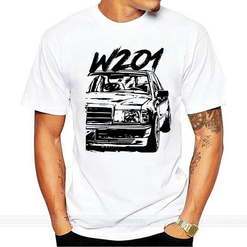 Anime W201 190e Casual New Arrival Tee Shirt Man Fashion Crewneck T-Shirt Fashionable  Cotton