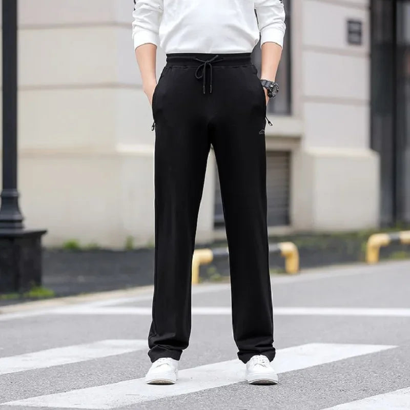 2024 Tall Men Sweatpants Extra Long Length Big Size Summer Sweat Pant Stylish Large Trouser Male Black 130cm Lengthen High Waist