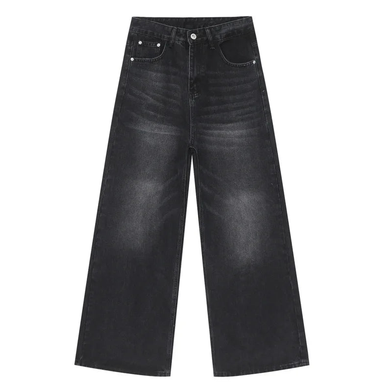 IEFB Worn Out Male Jeans Vintage Gradient Color Men's Wide  Leg Pants High Street Pockets Men Denim Straight Trousers New 9C4510