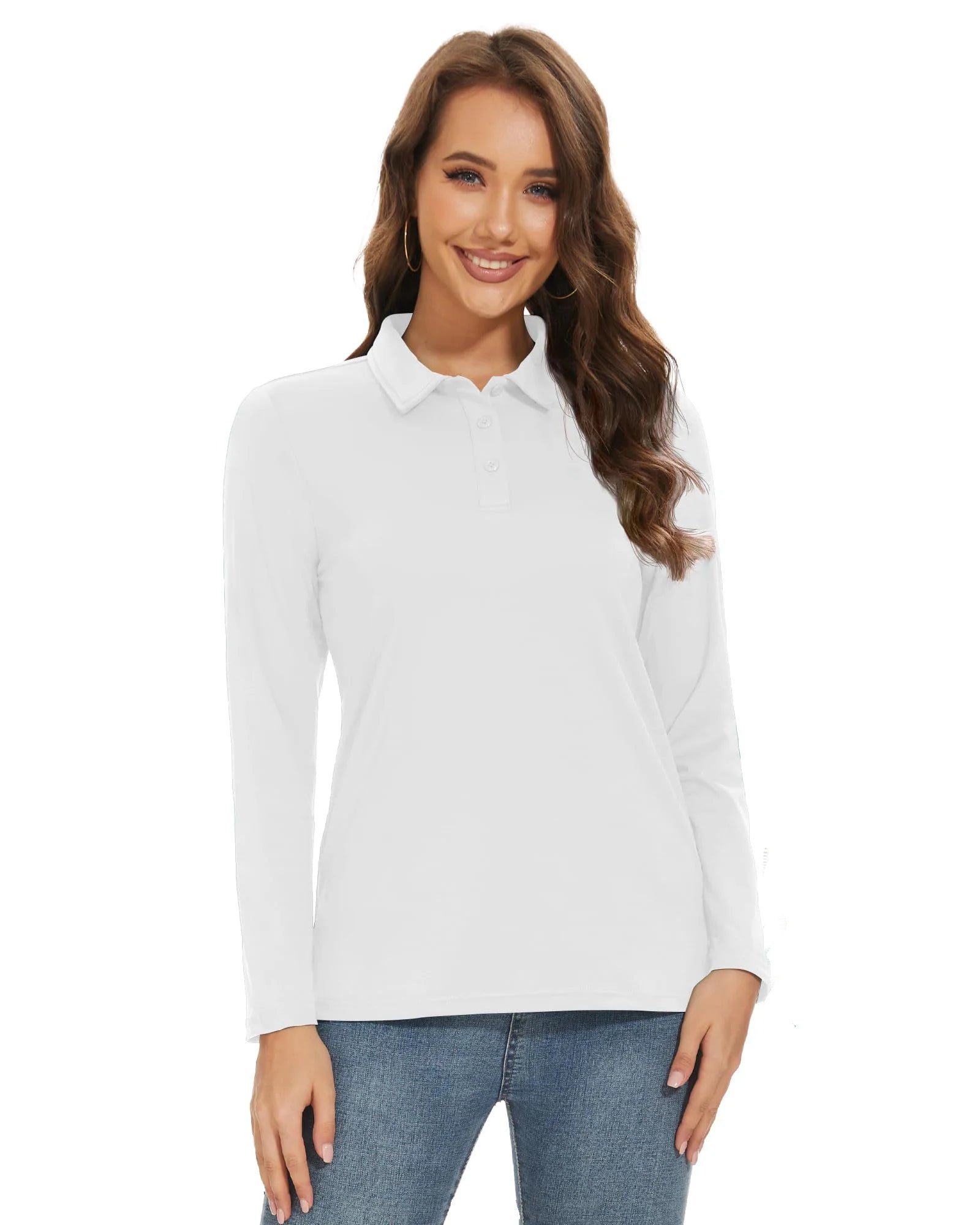 TACVASEN UPF 50+ Golf Polos Shirts Womens Quick Dry Long Sleeve Polo T-shirts Outdoor Traning Hiking T Shirt Pullover Tops