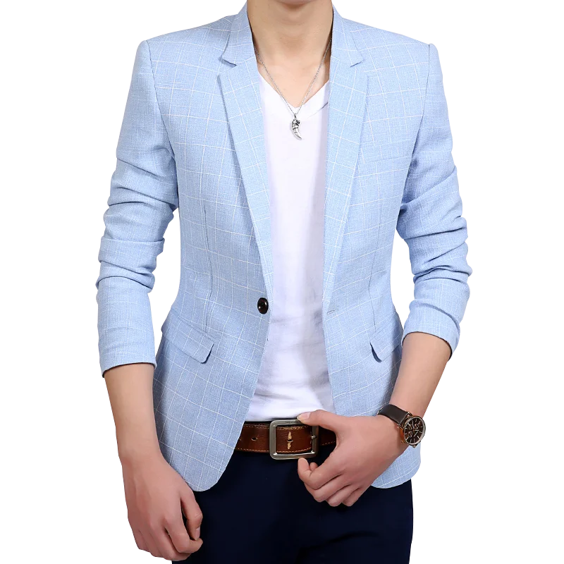 High-quality Casual Suit Men's Jacket Single-piece Korean Style Trendy Plaid Small Suit Young Men's Slim Single-breasted Blazer