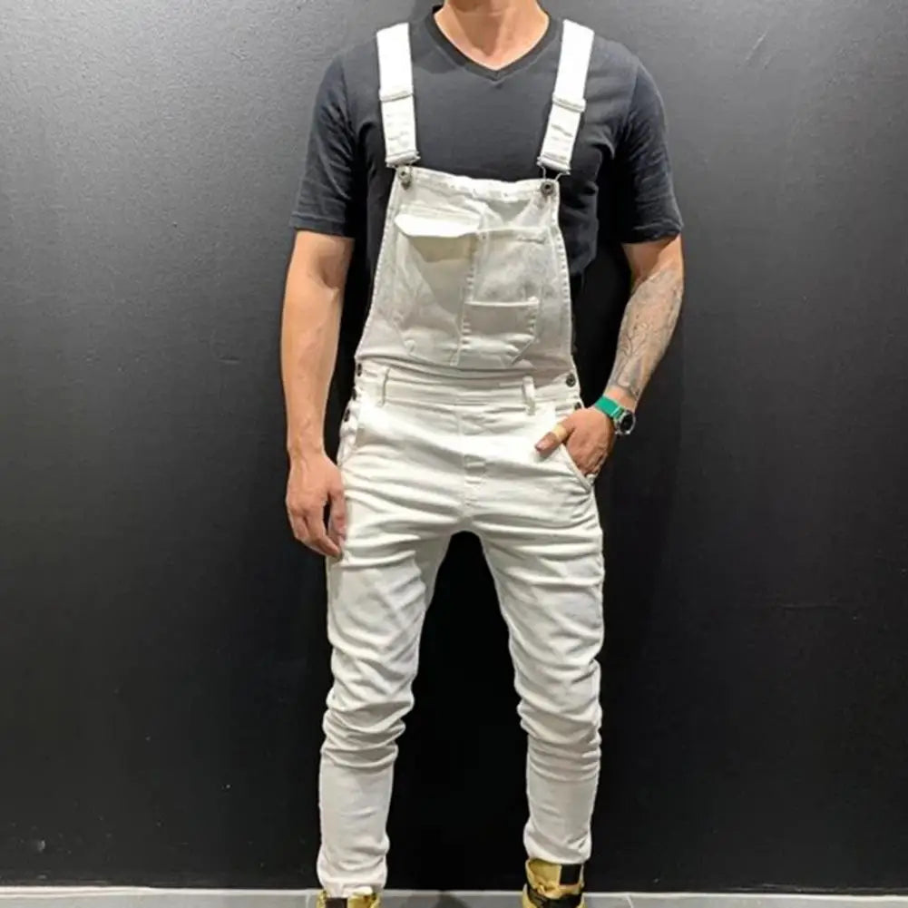 Popular Men Overalls Soft Cargo Jumpsuit Slim Full Length Mid Rise Cargo Jumpsuit  Breathable