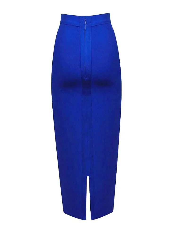 BEAUKEY Sexy Blue Mid Calf HL Bandage Pencil Skirt Long Bodycon Women Stretchable Split Skirt Wholesale XL Red Lady Skirts