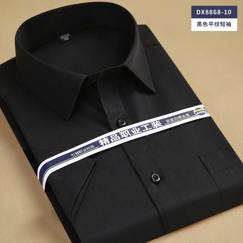 6XL7XL8XL men's short-sleeved shirt Spring/Summer thin Business casual high quality no-iron fashion cotton plus-size solid color