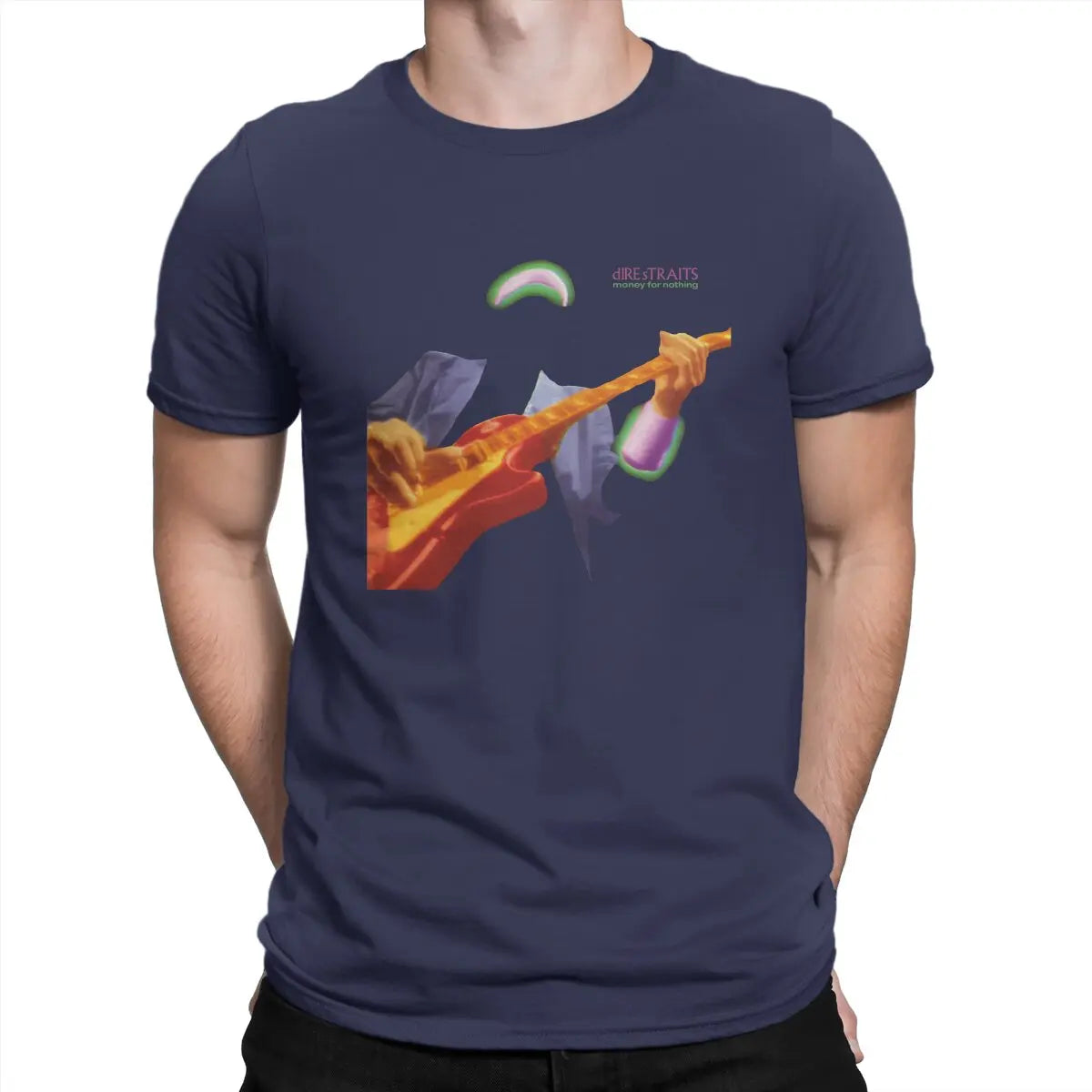 Funny Money For Nothing Music T-Shirts Men O Neck 100% Cotton T Shirts Dire Straits Band Short Sleeve Tees 6XL Clothes
