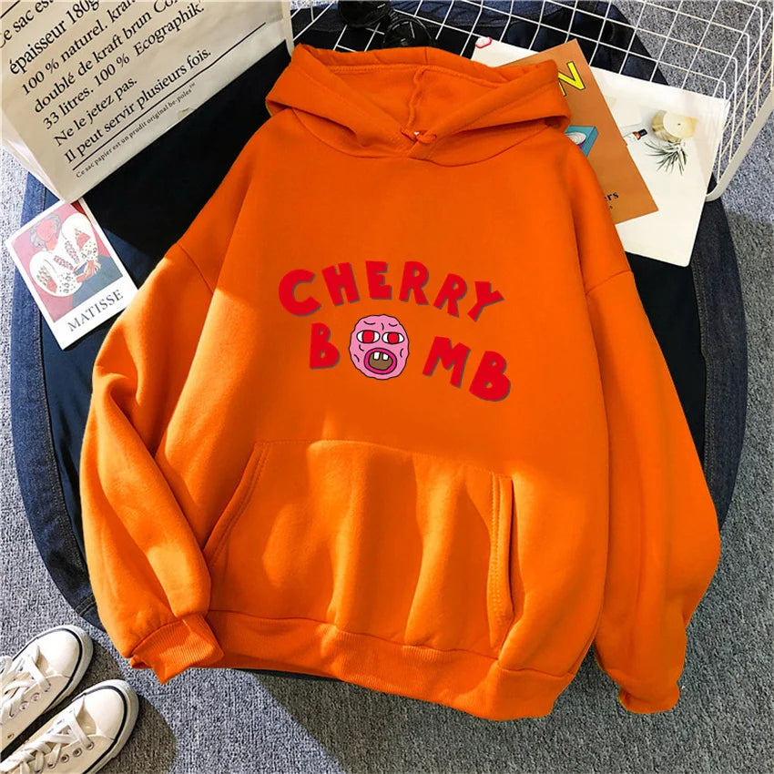 Winter Womens Hoodie The Creator Cherry Bomb Graphic Vintage Hip Hop Sweatshirts Casual Streetwear Unisex Pullover Women Hoodies