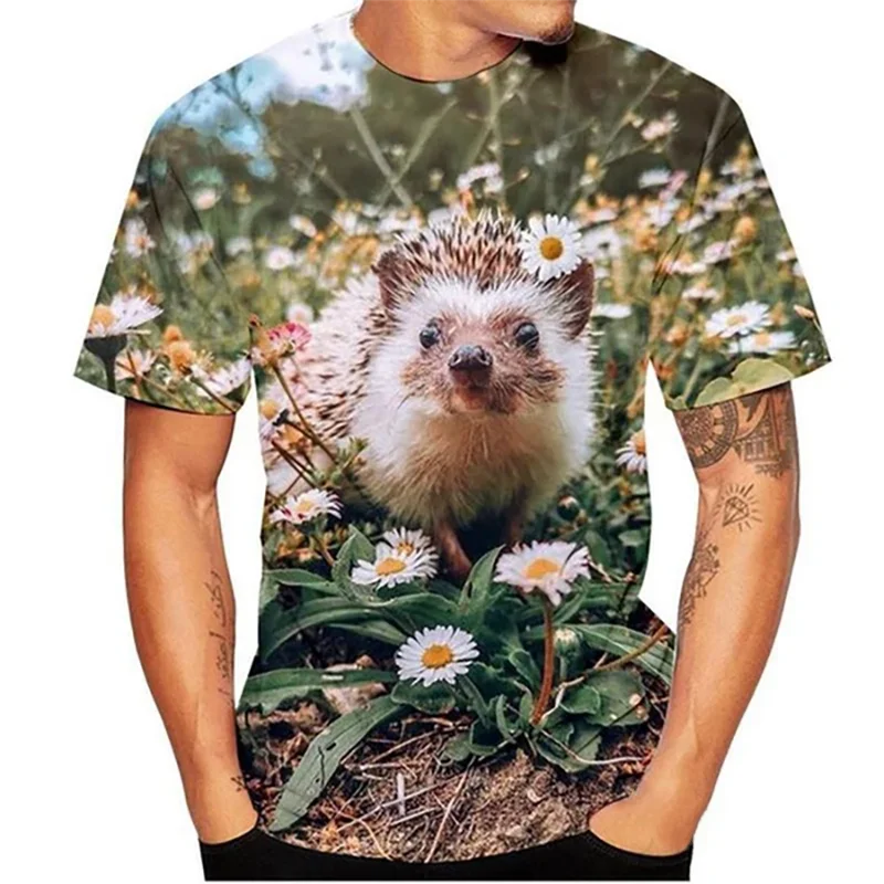 Summer Hedgehog Animal 3D Print T-Shirts Streetwear Casual Men Women Fashion Short Sleeve T Shirt O-Neck Kids Tees Tops Clothing