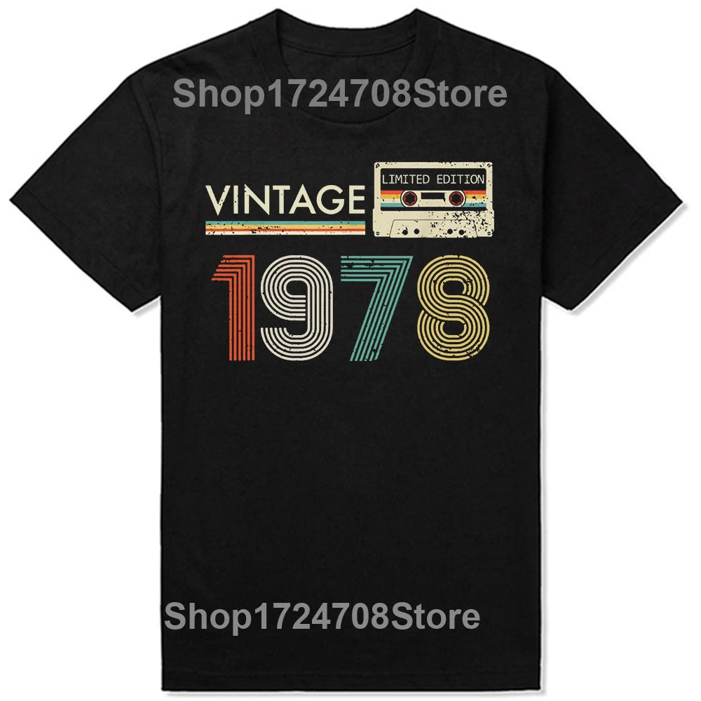 Classic 1978 Vintage Birthday Cassette Est 1978 Edition T Shirts Summer Graphic Cotton Streetwear Short Sleeve Gifts T-shirt