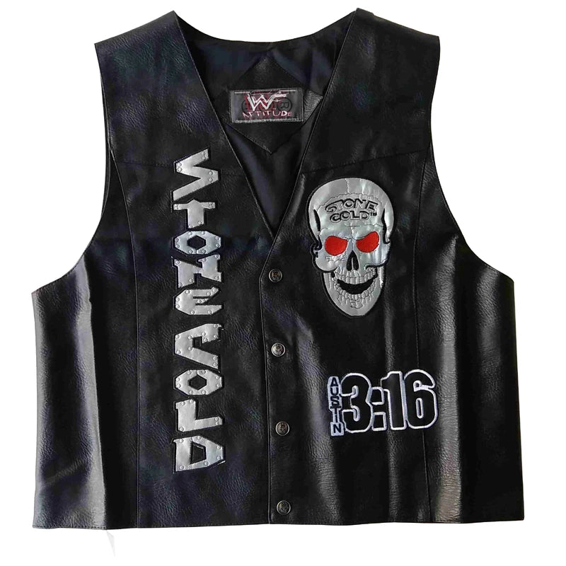 Stone Cold Steve Austin SOB Vest Black 3:16 Skull 100% WHOOP ASS