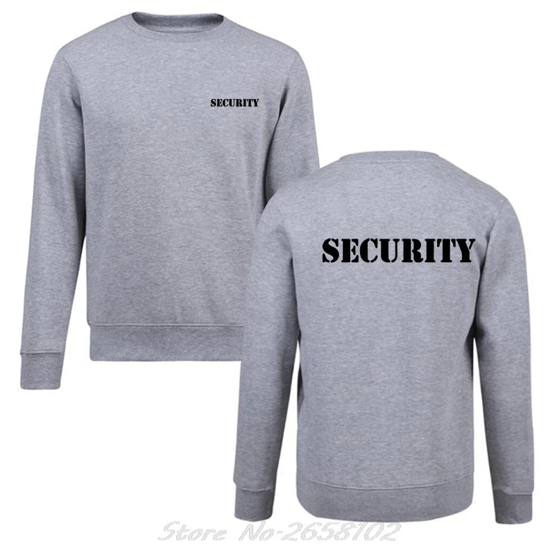 Security Men's Hoodie Event Staff Black Double Sided Men O-neck Sweatshirt Unisex Sweater Harajuku Streetwear
