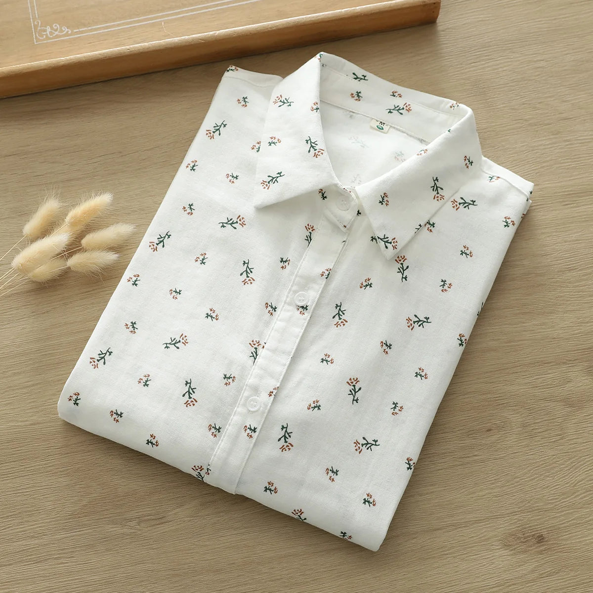 Exquisite Floral Printed Shirt Women 2024 New Sweet Fresh Style Ladies Blouses & Tops Casual Female Cotton Yarns Shirt Clothes