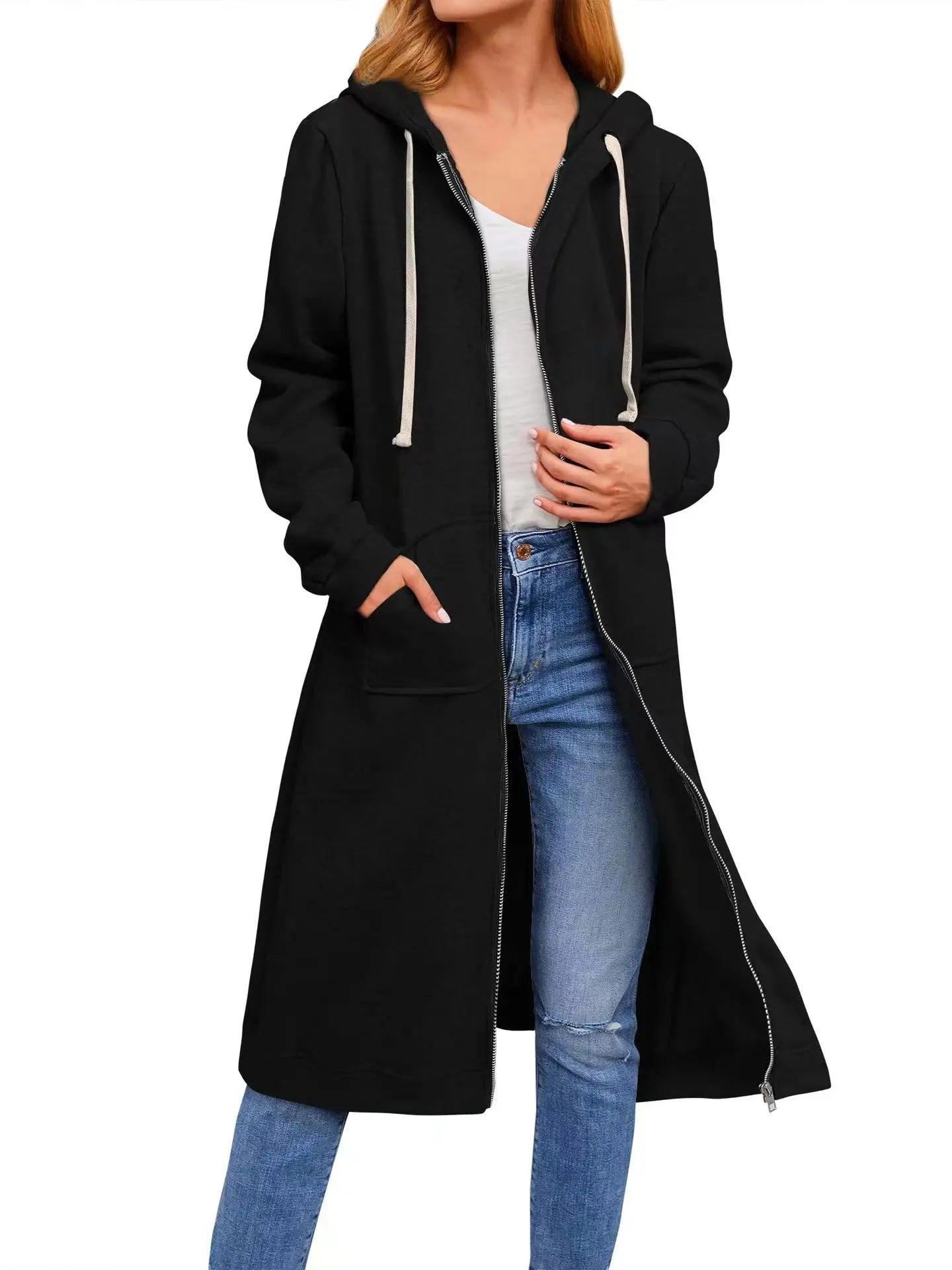 2024 Europe and the United States Amazon independent station autumn and winter cross-border new women's loose zip long cardigan