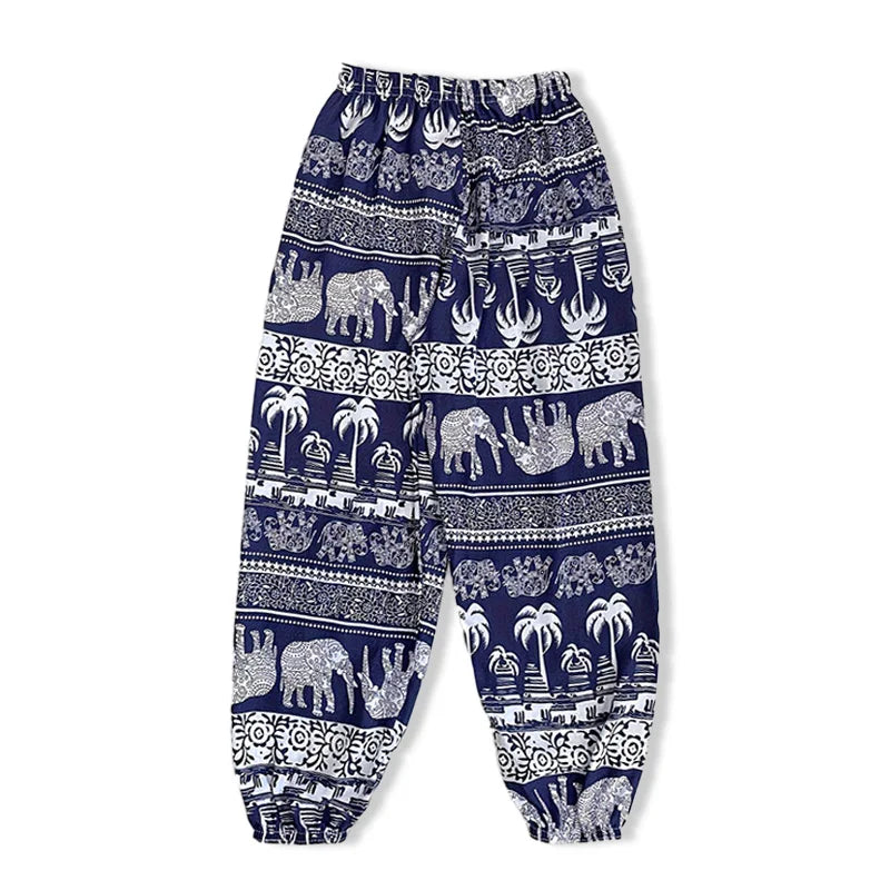 Ladies' thin casual straight leg pants with elephant print comfortable and breathable outdoor sunscreen and mosquito proof pants