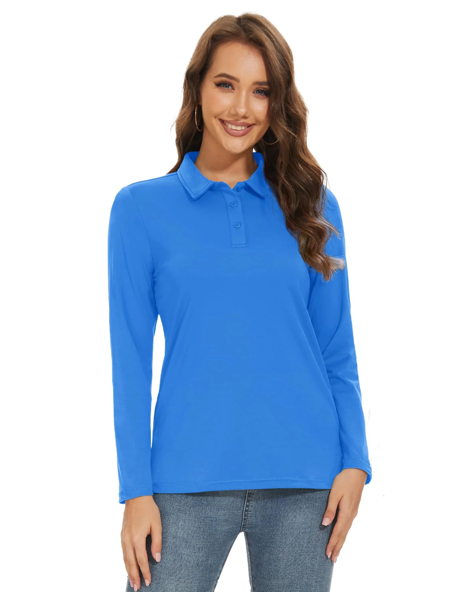 TACVASEN UPF 50+ Golf Polos Shirts Womens Quick Dry Long Sleeve Polo T-shirts Outdoor Traning Hiking T Shirt Pullover Tops
