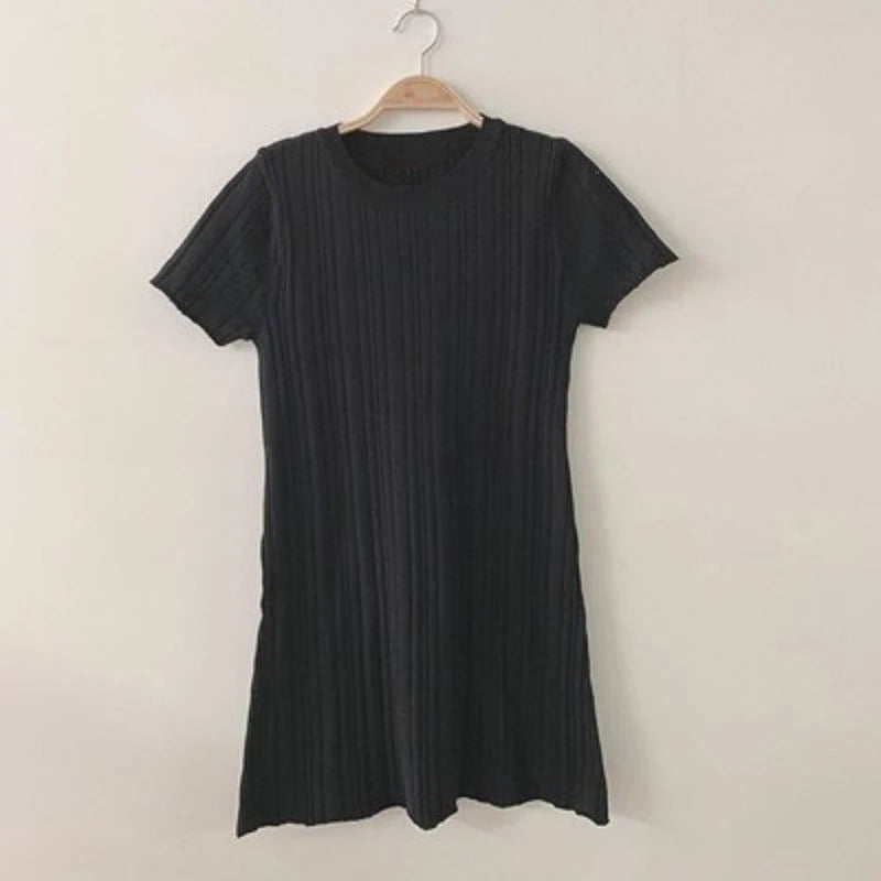 Women Solid Color Short Sleeve Round Neck Casual Daily Summer Mini Dress