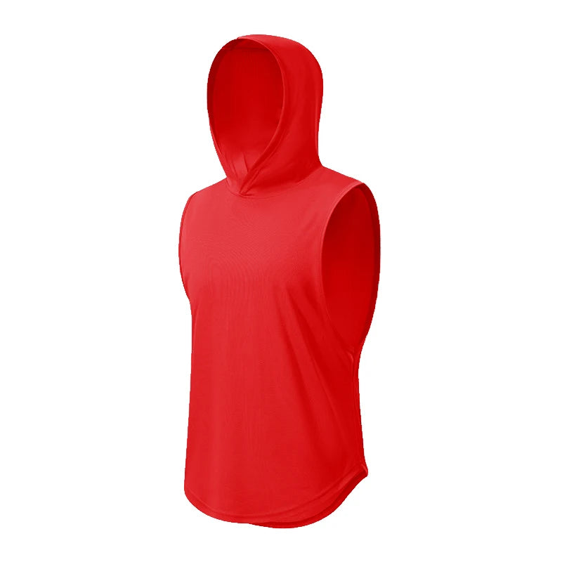 Plain Fitness Hooded Tank Top Mens Summer Solid Muslce Shirt Hoodies Cotton Blank Bodybuilding Sleeveless Vest Workout Singlets