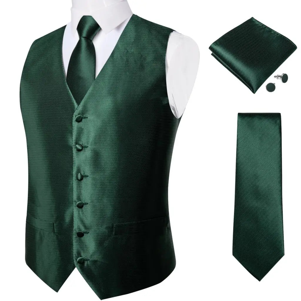 Luxury Silver Gray Paisley Suit Vest Men Tuxedo Blazers Wedding Party Waistcoat Neck Tie Set Casual Sleeveless Jacket