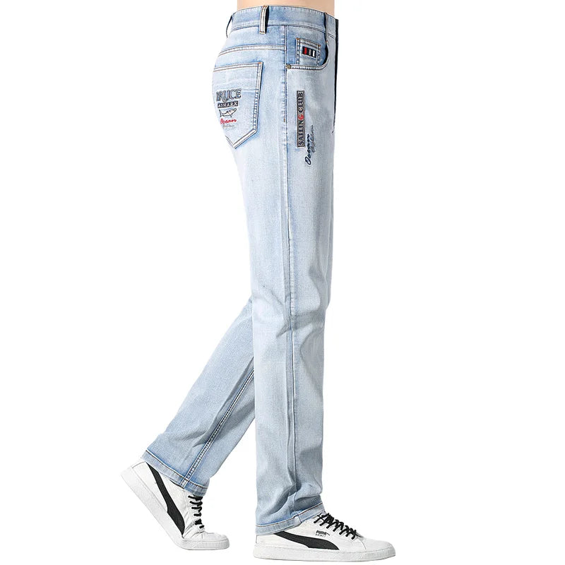 Bruce&Shark 2024 New Summer Men's Jeans Stretch Cotton Straight Leg Jeans for Men Casual Fashion Denim Jeans man pants  8517