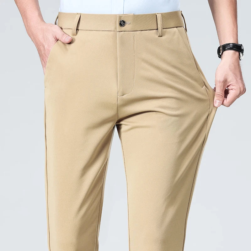 Spring Summer Mens Stretch Casual Pants Classic Business Dress Pants Khaki Suit Pants Formal Dress Pants Male Black Trousers
