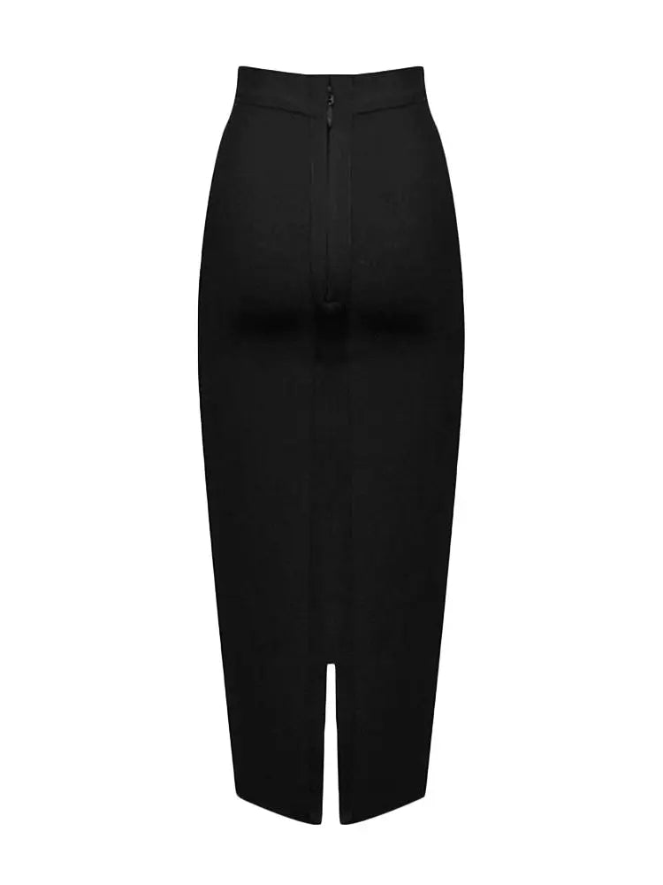 BEAUKEY Sexy Blue Mid Calf HL Bandage Pencil Skirt Long Bodycon Women Stretchable Split Skirt Wholesale XL Red Lady Skirts
